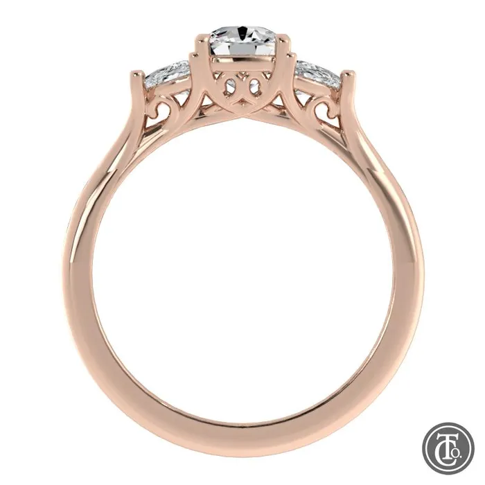 Thollot Co Rings Three Stone SemiMount Engagement Ring with Half Moon Diamond Accents Thollot Co Rings Three Stone SemiMount Engagement Ring with Half Moon Diamond Accents