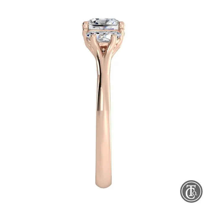 Thollot Co Rings Three Stone SemiMount Engagement Ring with Half Moon Diamond Accents Thollot Co Rings Three Stone SemiMount Engagement Ring with Half Moon Diamond Accents