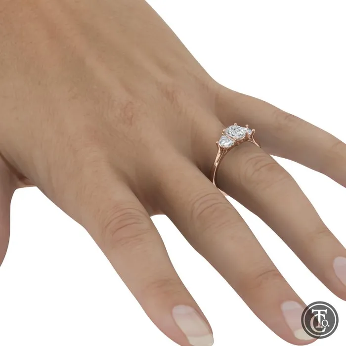 Thollot Co Rings Three Stone SemiMount Engagement Ring with Half Moon Diamond Accents Thollot Co Rings Three Stone SemiMount Engagement Ring with Half Moon Diamond Accents