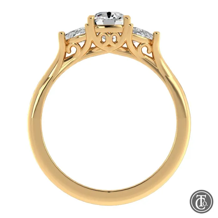 Thollot Co Rings Three Stone SemiMount Engagement Ring with Half Moon Diamond Accents Thollot Co Rings Three Stone SemiMount Engagement Ring with Half Moon Diamond Accents