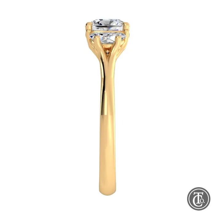Thollot Co Rings Three Stone SemiMount Engagement Ring with Half Moon Diamond Accents Thollot Co Rings Three Stone SemiMount Engagement Ring with Half Moon Diamond Accents