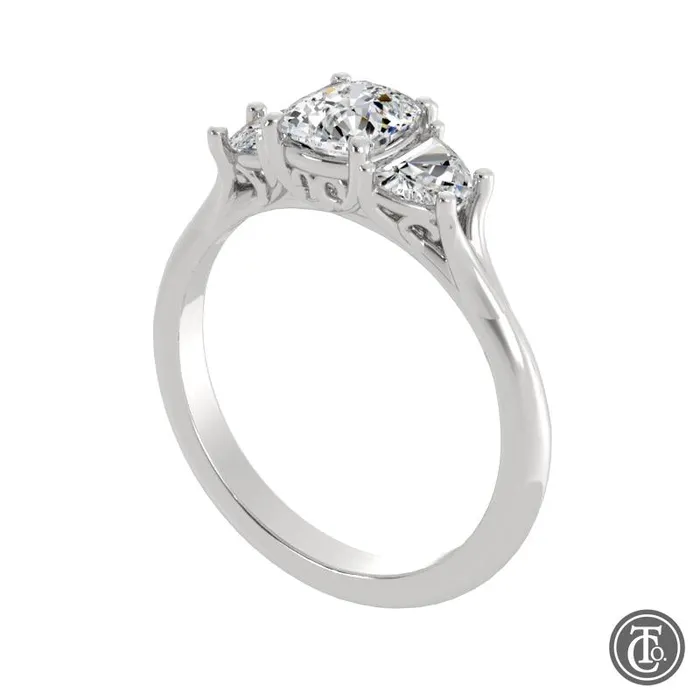 Thollot Co Rings Three Stone SemiMount Engagement Ring with Half Moon Diamond Accents Thollot Co Rings Three Stone SemiMount Engagement Ring with Half Moon Diamond Accents