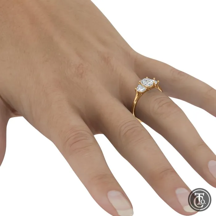 Thollot Co Rings Three Stone SemiMount Engagement Ring with Half Moon Diamond Accents Thollot Co Rings Three Stone SemiMount Engagement Ring with Half Moon Diamond Accents