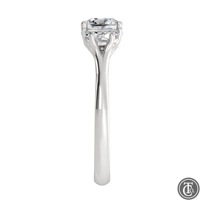 Thollot Co Rings Three Stone SemiMount Engagement Ring with Half Moon Diamond Accents Thollot Co Rings Three Stone SemiMount Engagement Ring with Half Moon Diamond Accents
