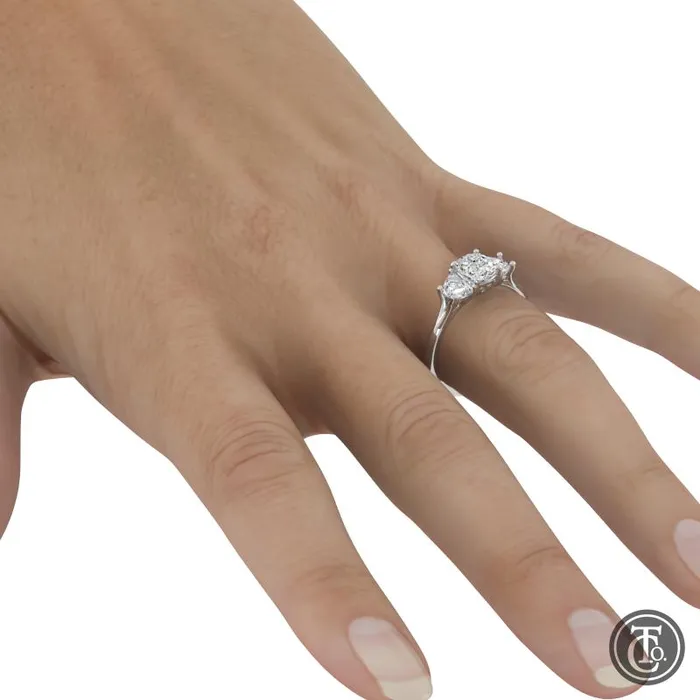 Thollot Co Rings Three Stone SemiMount Engagement Ring with Half Moon Diamond Accents Thollot Co Rings Three Stone SemiMount Engagement Ring with Half Moon Diamond Accents