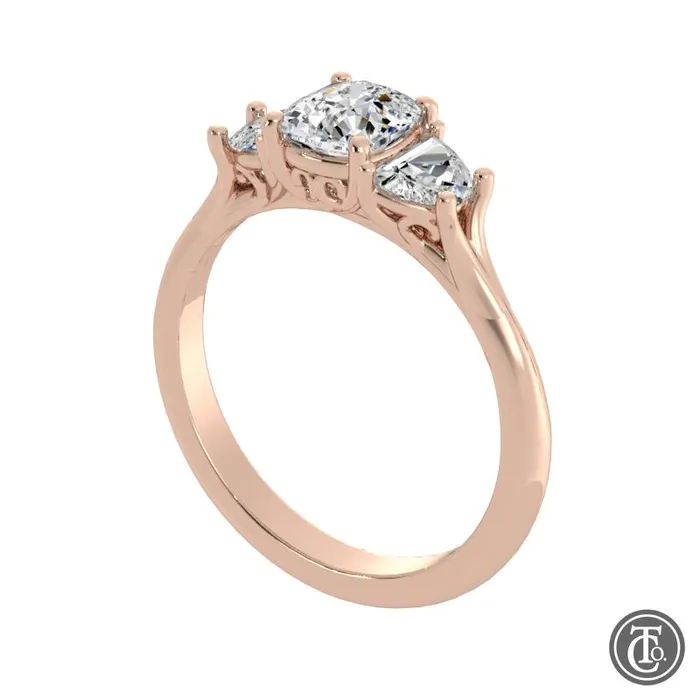 Thollot Co Rings Three Stone SemiMount Engagement Ring with Half Moon Diamond Accents Thollot Co Rings Three Stone SemiMount Engagement Ring with Half Moon Diamond Accents