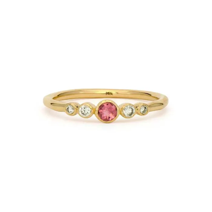 THREE STORIES JEWELRY Tiny Pink Tourmaline Sparkling Ring Rings