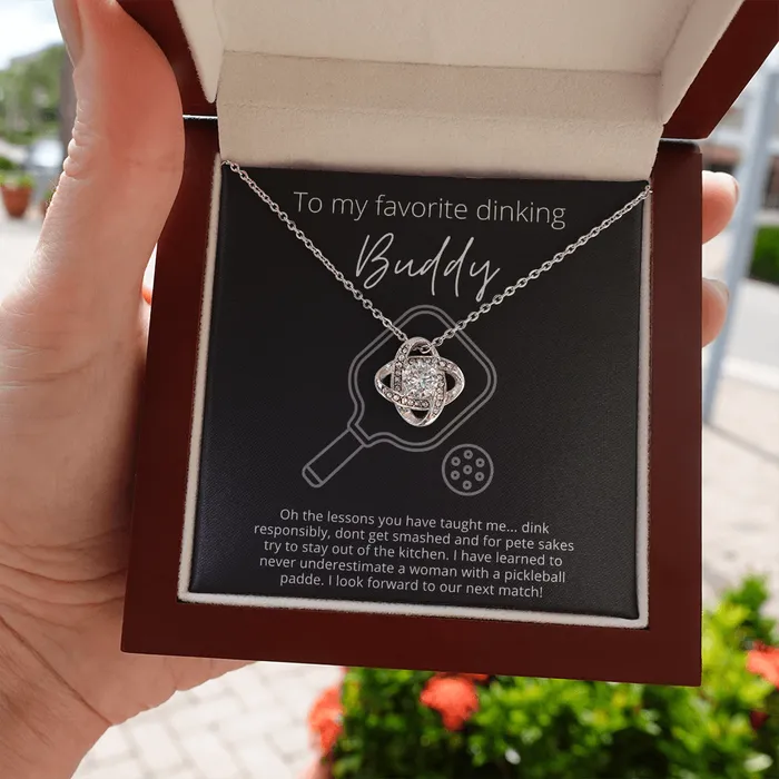 To Favorite Dinking Buddy Stay Out of the Kitchen Knot Pendant Necklace The Perfect Pickleball Gift ShineOn Fulfillment Necklaces