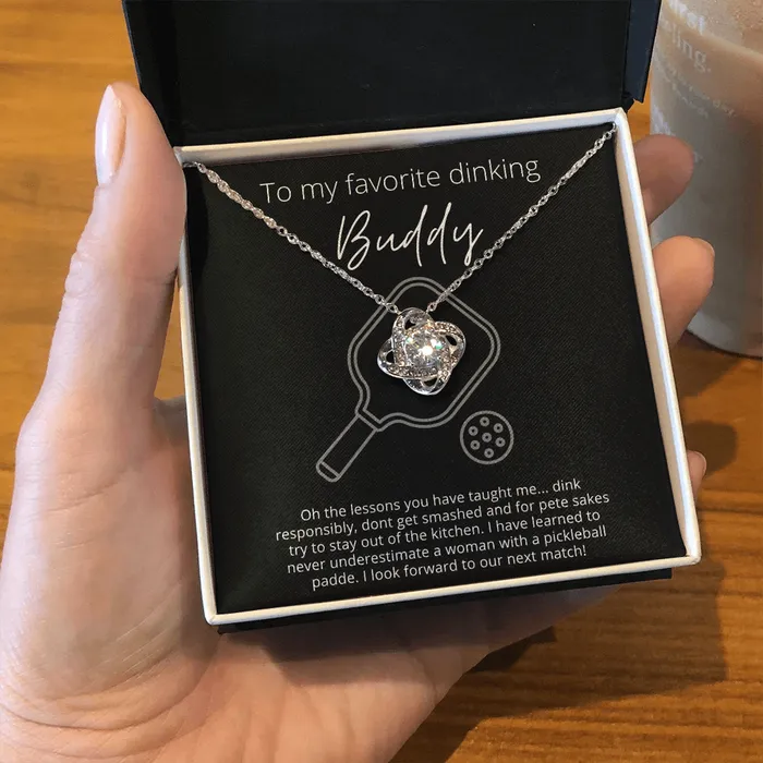 To Favorite Dinking Buddy Stay Out of the Kitchen Knot Pendant Necklace The Perfect Pickleball Gift ShineOn Fulfillment Necklaces