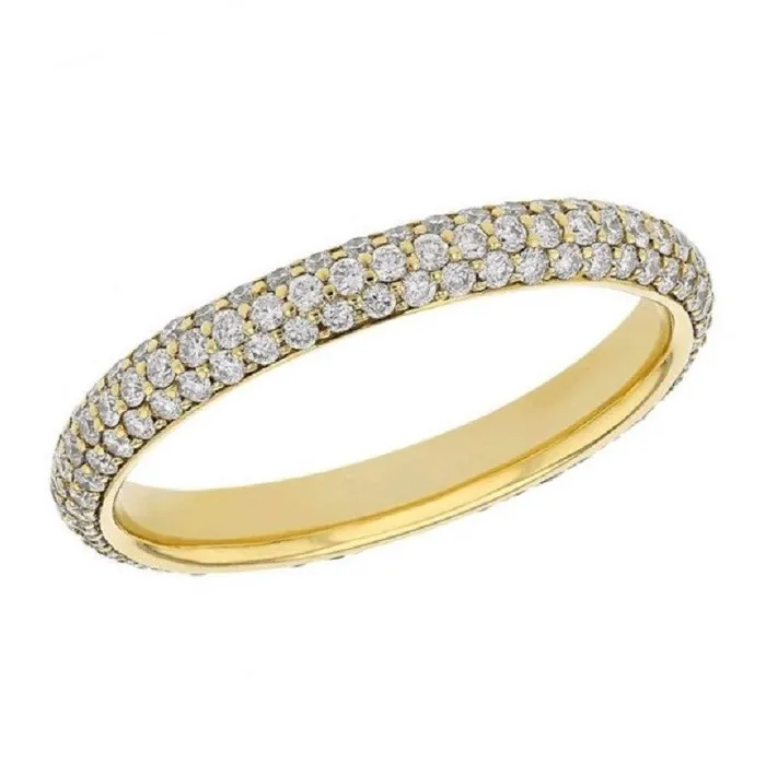 Triple Row Almost Eternity Pave Ring 103 ct Diamonds in Yellow Gold Beauvince Rings