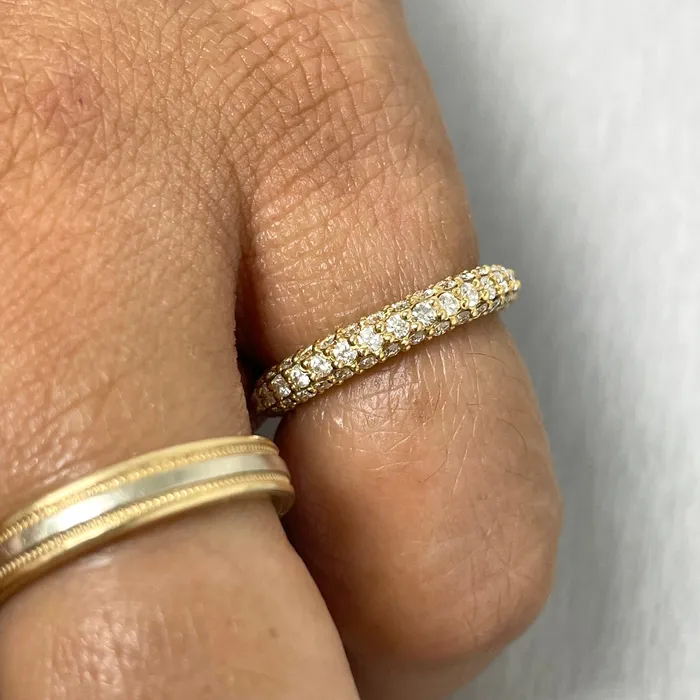 Triple Row Almost Eternity Pave Ring 103 ct Diamonds in Yellow Gold Beauvince Rings