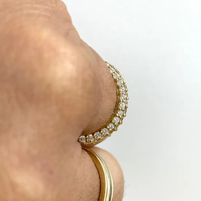 Triple Row Almost Eternity Pave Ring 103 ct Diamonds in Yellow Gold Beauvince Rings
