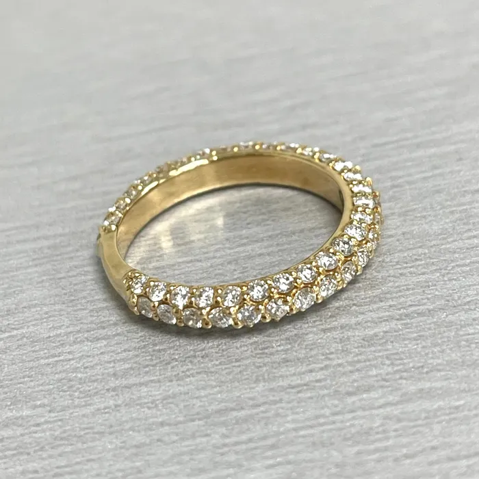 Triple Row Almost Eternity Pave Ring 103 ct Diamonds in Yellow Gold Beauvince Rings