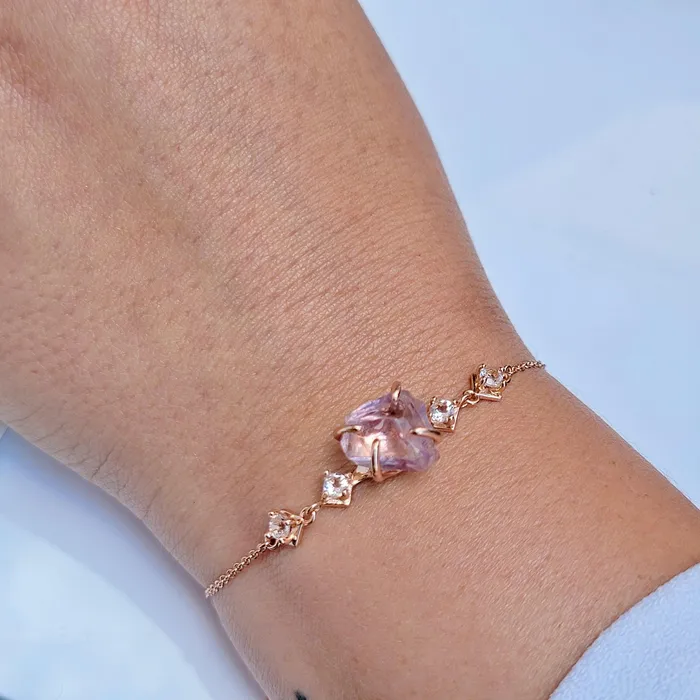 Uniquelan Jewelry Bracelets Raw Ametrine Chain Bracelet