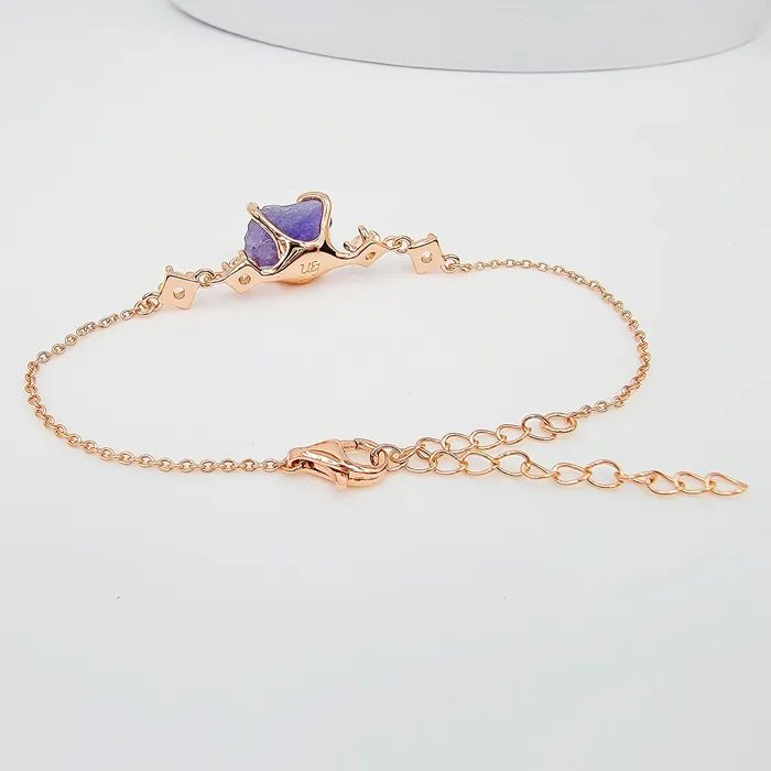 Uniquelan Jewelry Bracelets Raw Ametrine Chain Bracelet
