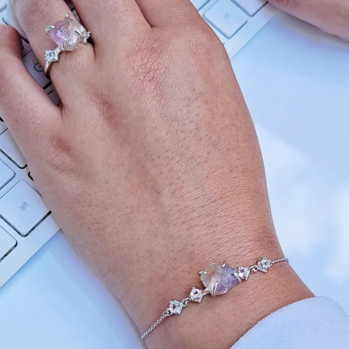 Uniquelan Jewelry Bracelets Raw Ametrine Chain Bracelet