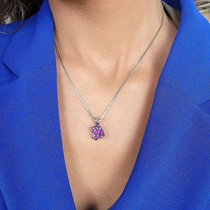 Uniquelan Jewelry Necklaces Raw Amethyst Crystal Pendant Necklace Uniquelan Jewelry Necklaces Raw Amethyst Crystal Pendant Necklace