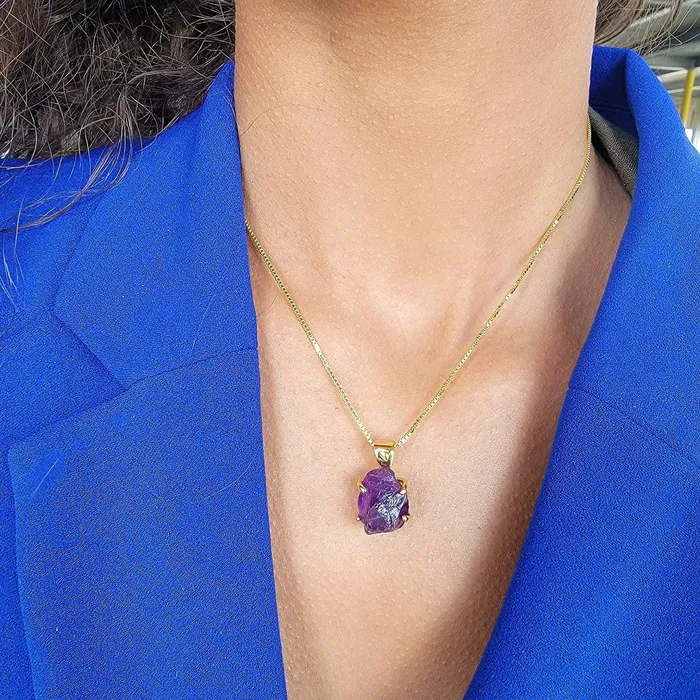Uniquelan Jewelry Necklaces Raw Amethyst Crystal Pendant Necklace Uniquelan Jewelry Necklaces Raw Amethyst Crystal Pendant Necklace