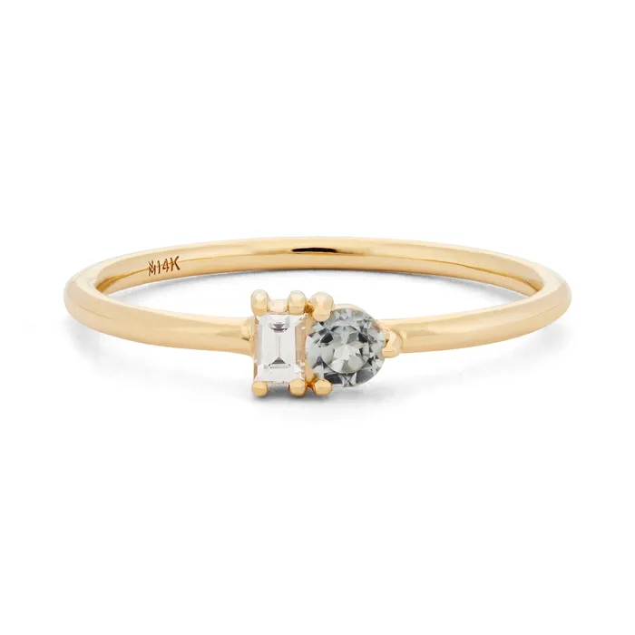 Valerie Madison Fine Jewelry Rings Aquamarine Diamond Baguette Ring