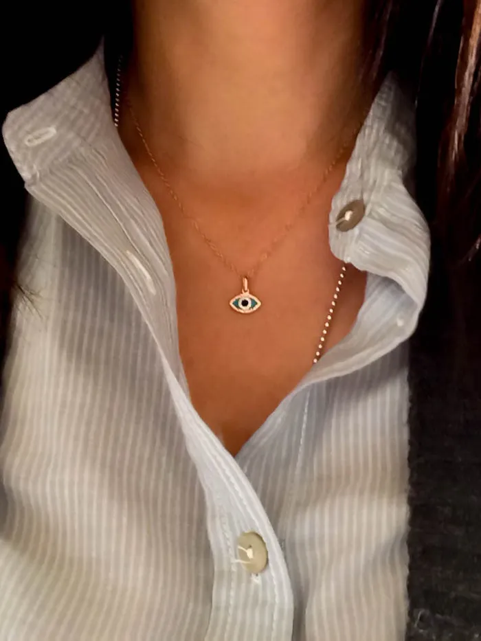 Vivien Frank 14k solid gold evil eye charm necklace Necklaces