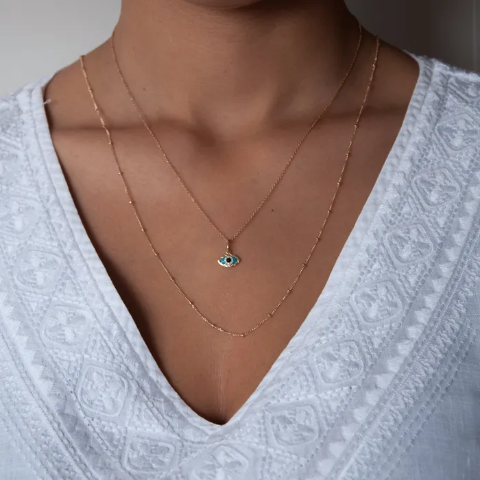 Vivien Frank 14k solid gold evil eye charm necklace Necklaces