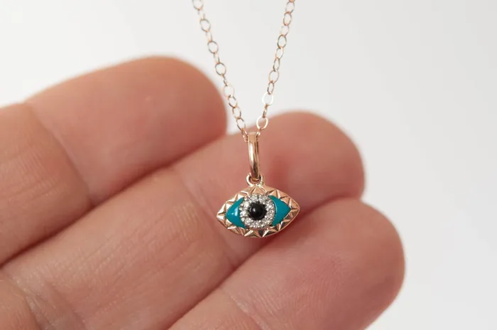 Vivien Frank 14k solid gold evil eye charm necklace Necklaces