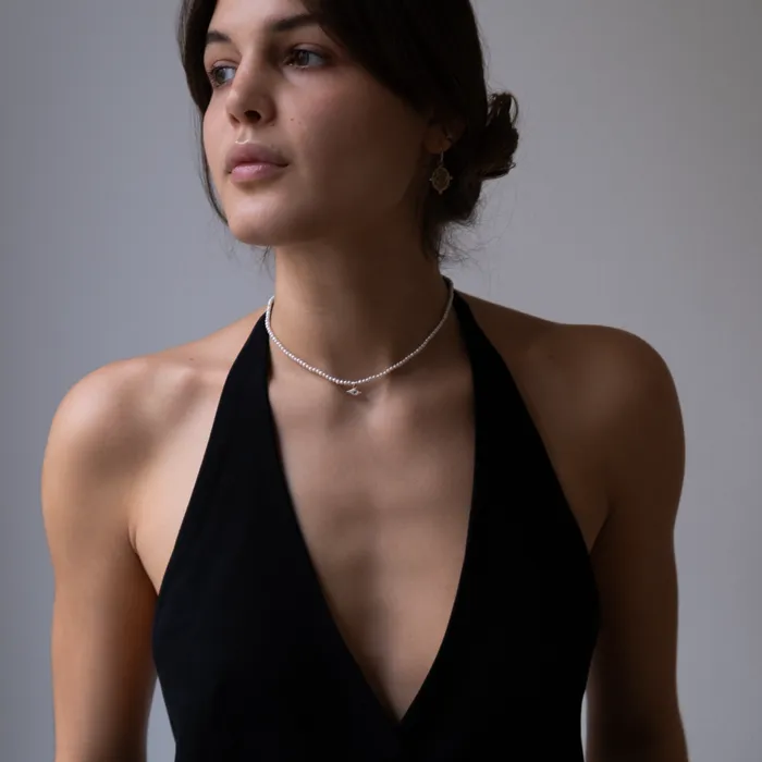 Vivien Frank Designs Necklaces White Pearl Evil eye necklace
