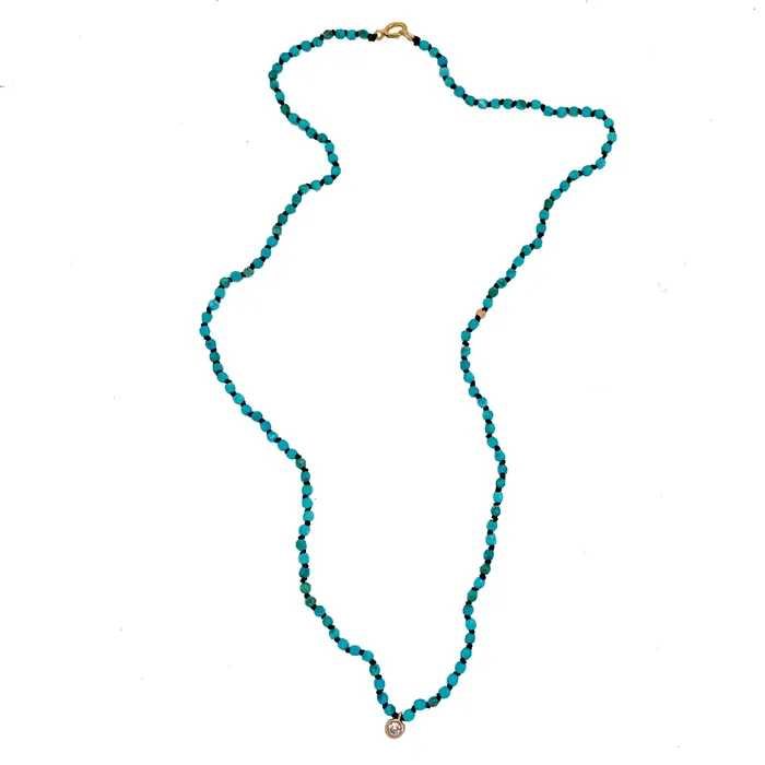 Vivien Frank Designs Turquoise knotted bead Necklace 14k gold Necklaces