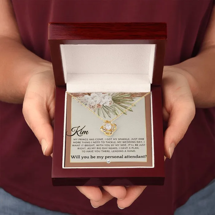Wedding Personal Attendant Proposal Custom Name Wedding Helper Wedding Party Gift Idea Terracotta Rust And Gold Wedding Theme ShineOn Fulfillment Necklaces