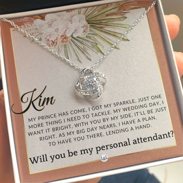 Wedding Personal Attendant Proposal Custom Name Wedding Helper Wedding Party Gift Idea Terracotta Rust And Gold Wedding Theme ShineOn Fulfillment Necklaces