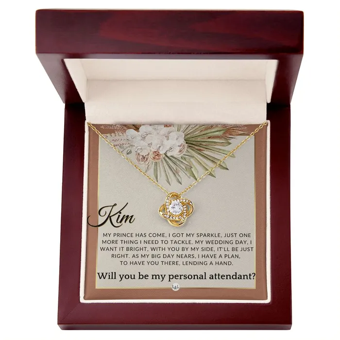 Wedding Personal Attendant Proposal Custom Name Wedding Helper Wedding Party Gift Idea Terracotta Rust And Gold Wedding Theme ShineOn Fulfillment Necklaces
