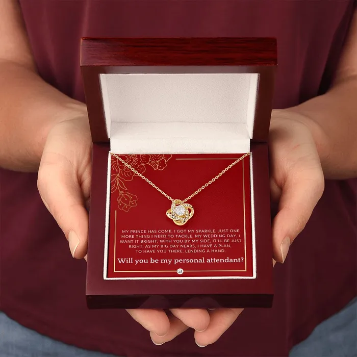 Wedding Personal Attendant Proposal Will You Be My Helper Bridal Concierge Lady in Waiting Necklace Red and Gold Wedding Theme ShineOn Fulfillment Necklaces