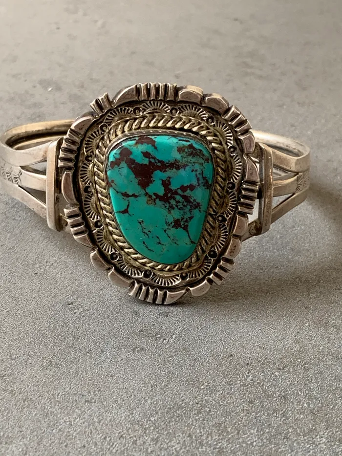 Wesley Craig Rings Wesley Craig Navajo IHMSS Turquoise Sterling Silver Cuff